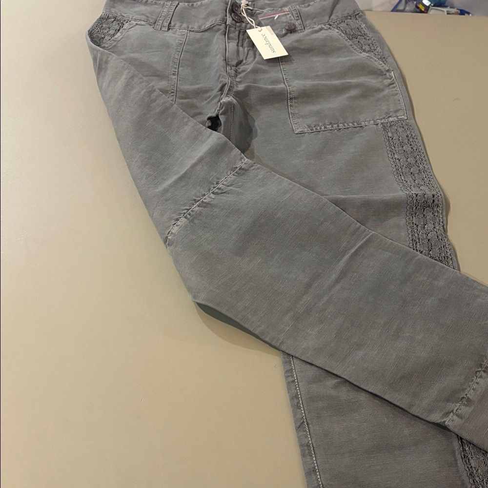 Sundance Charcoal Buttoned Trousers with Lace Accents NWT Size 6P - Picture 6 of 15